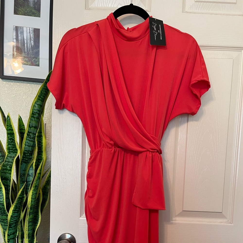 Brigitte Briana Cleo dress in Living Coral NWT - Picture 4 of 5
